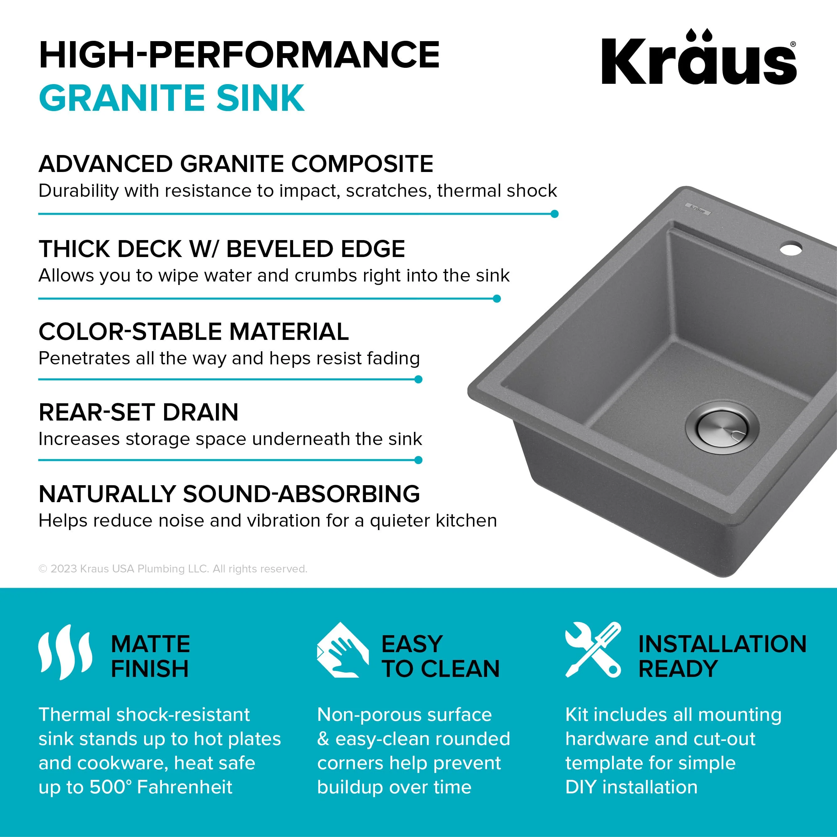 KRAUS Bellucci 18 Granite Composite Workstation Drop-In Top Mount Single Bowl Kitchen Bar Sink in White with Accessories