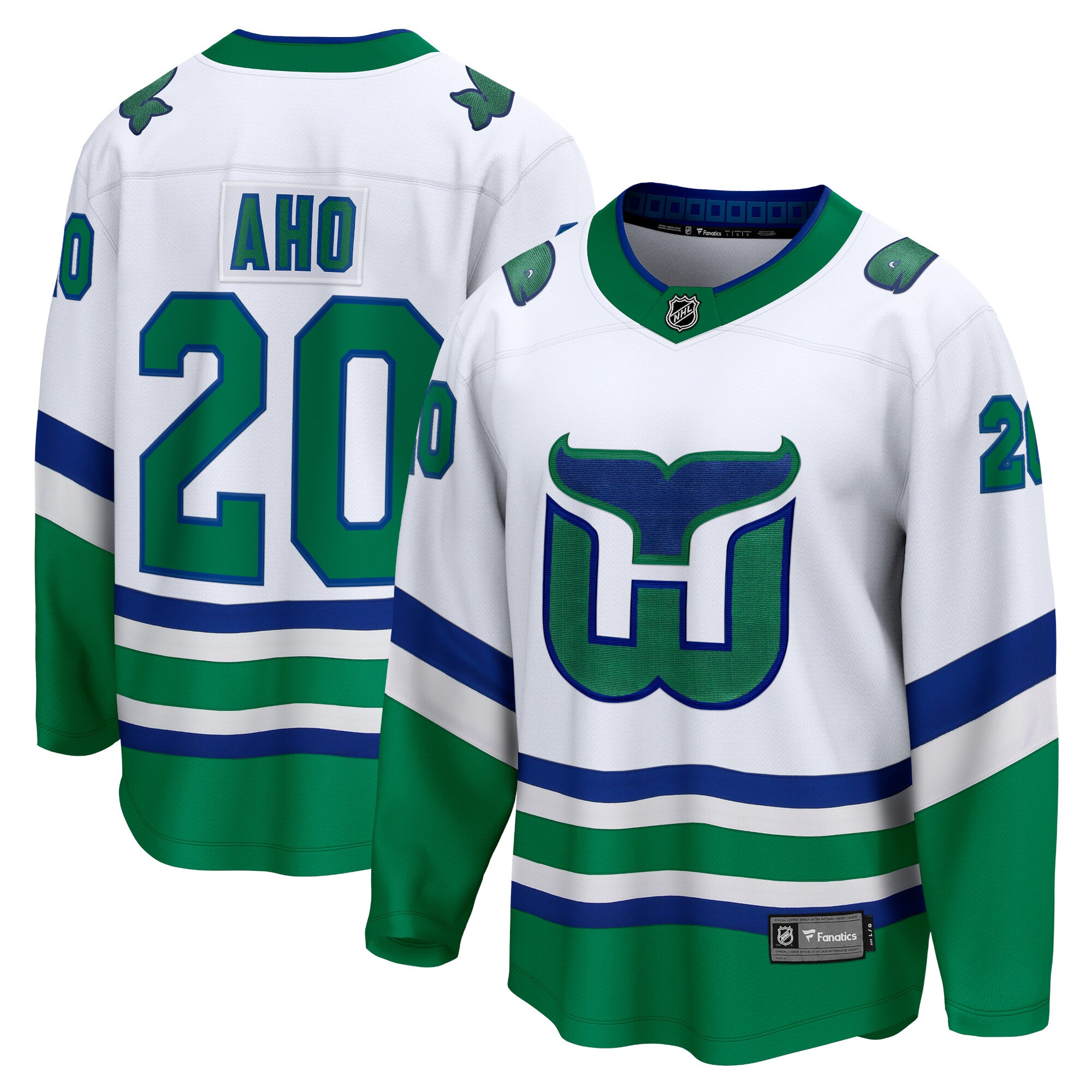 Sebastian Aho Carolina Hurricanes Fanatics Whalers Premier Breakaway Jersey – White