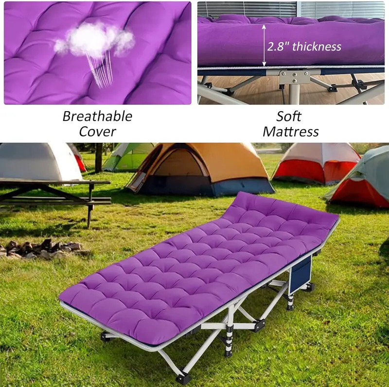 2-Pack Adult Camping Cots – Heavy-Duty Folding Beds with Included Mattresses for Comfortable Outdoor Sleep