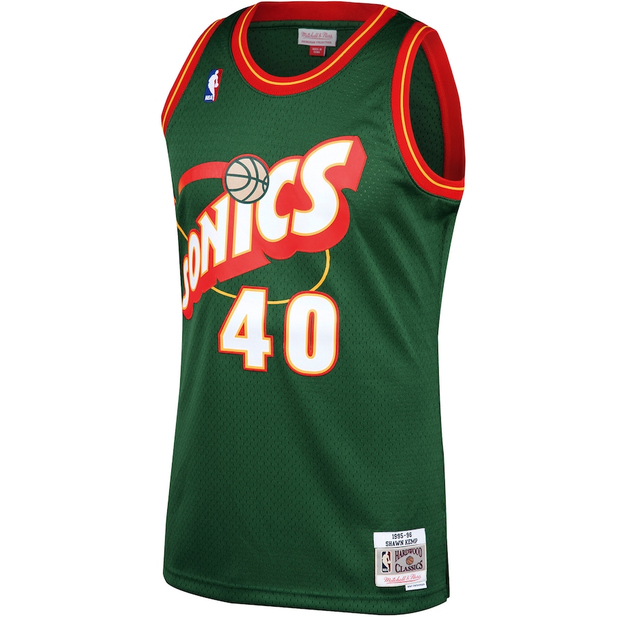 Men's Seattle SuperSonics Shawn Kemp Mitchell & Ness Green 1995/96 Hardwood Classics Swingman Jersey