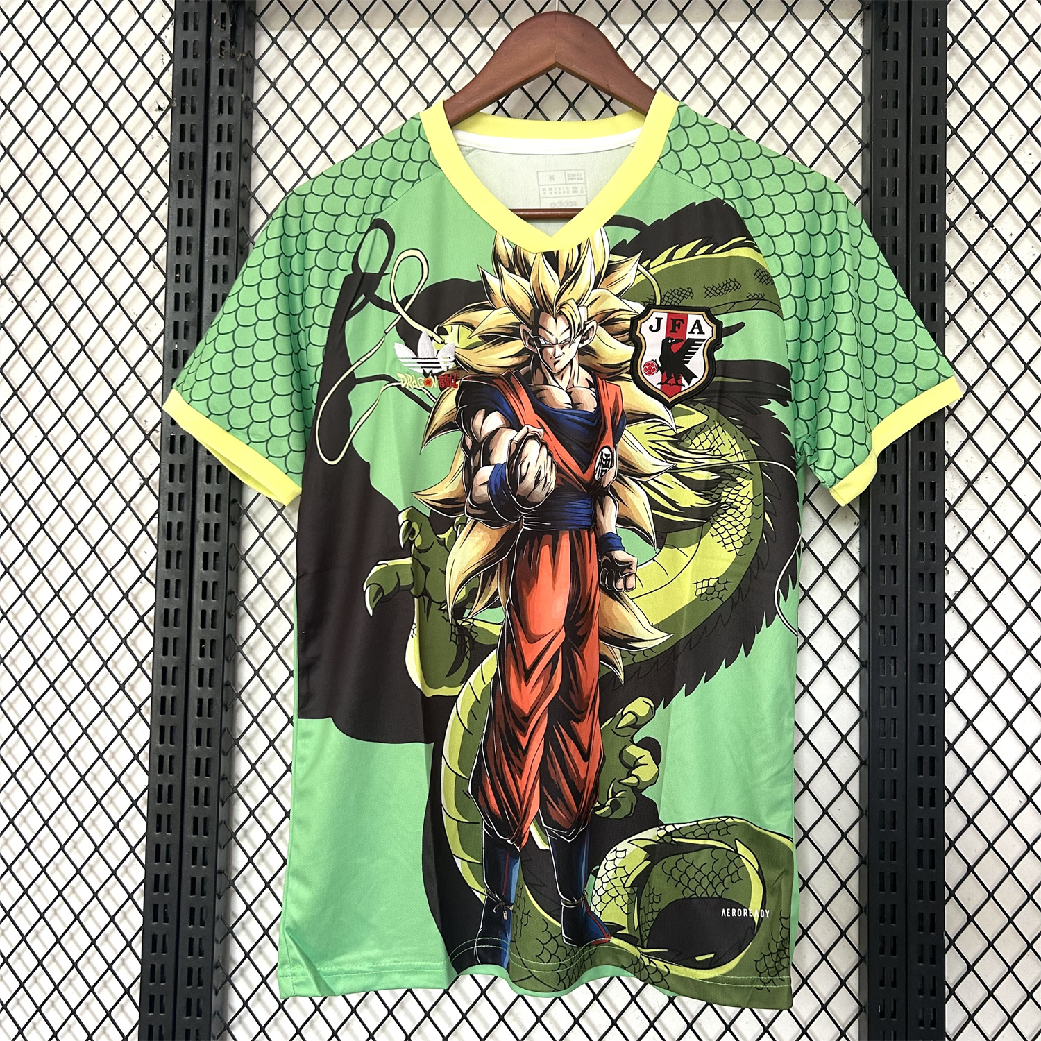 Japan 25-26 Dragon Ball Golden Hair Goku Green Special Jersey - Fans Version