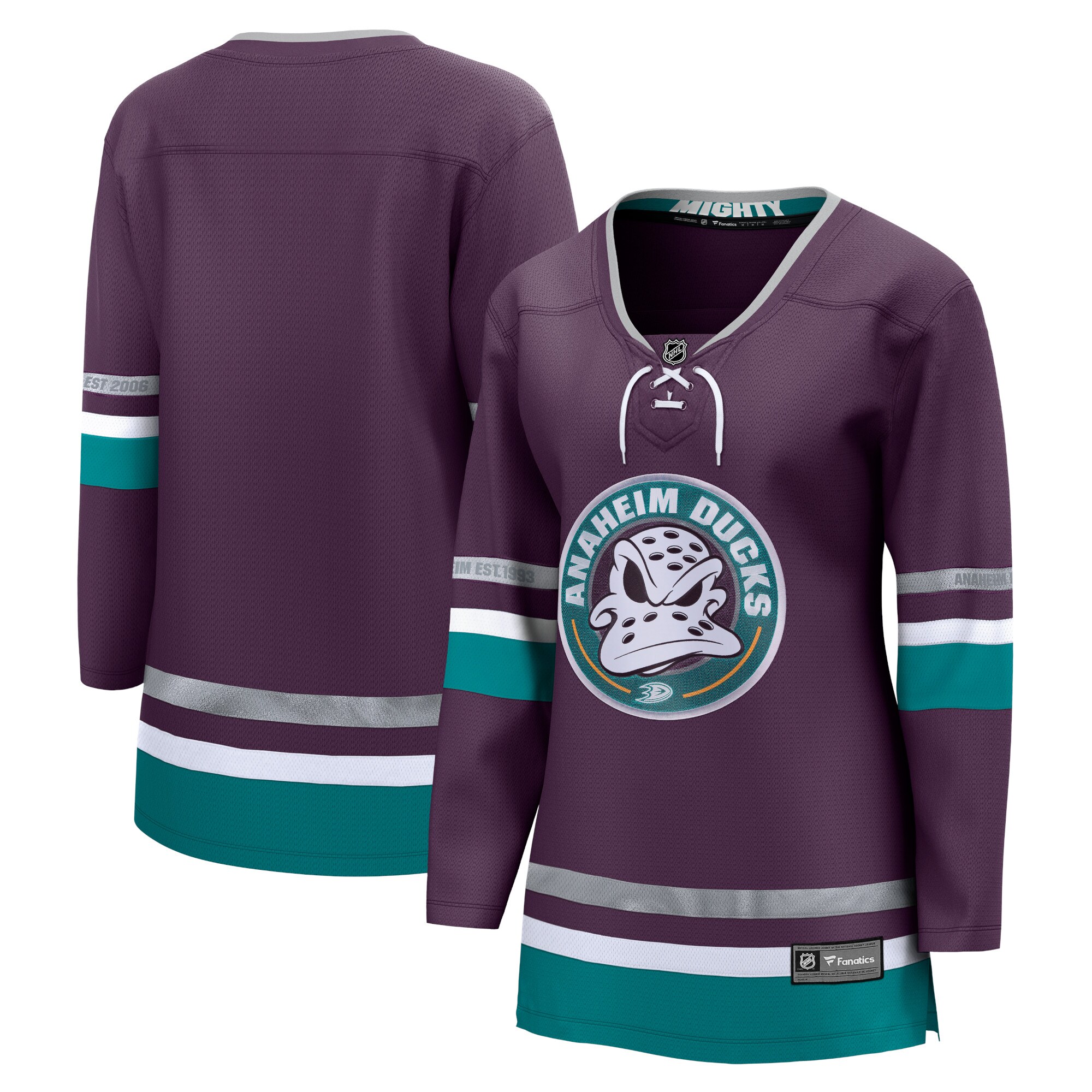 Anaheim Ducks Fanatics Women’s 30th Anniversary Premier Breakaway JerseyÂ â€“ Purple