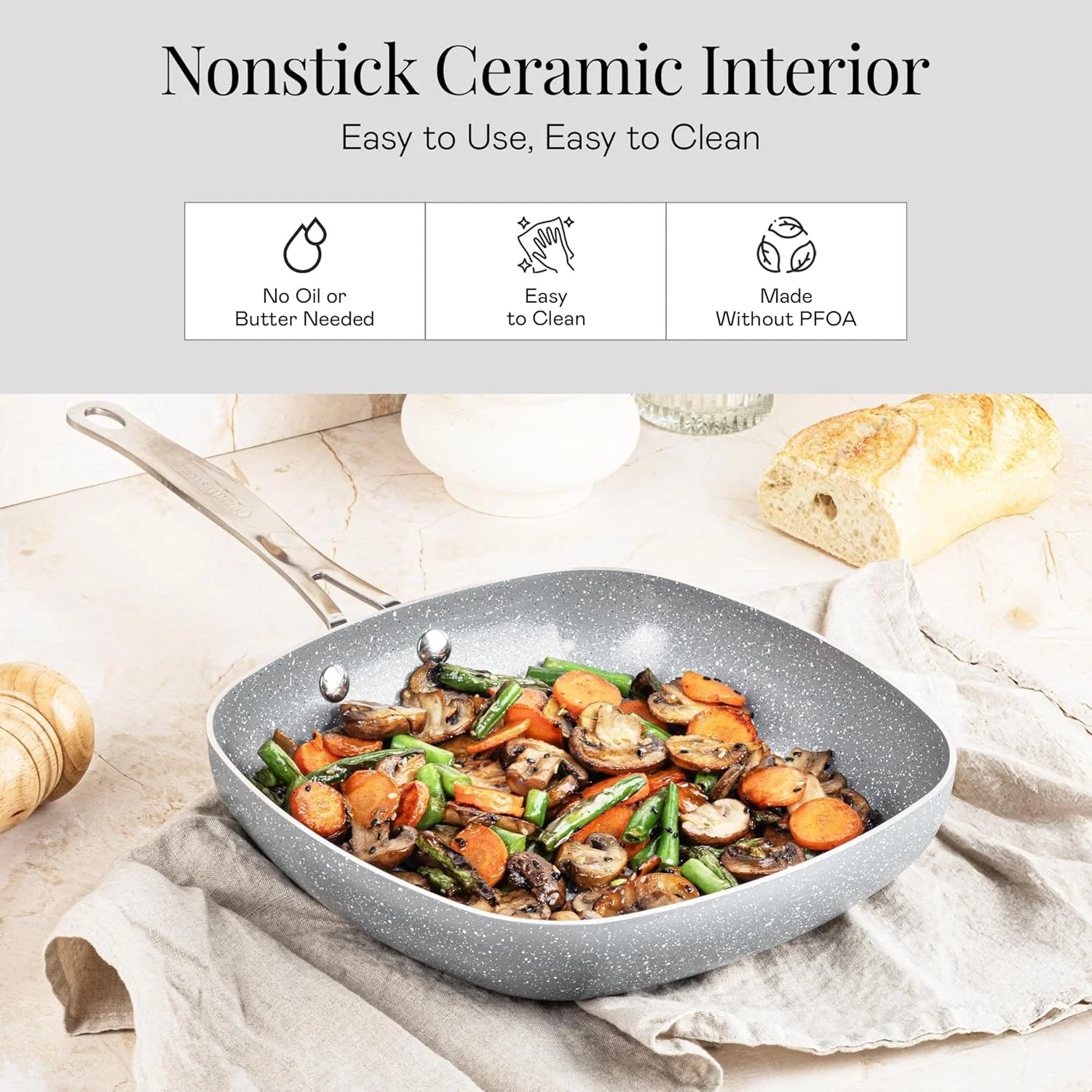 Granitestone 20 Pc Ceramic Cookware Set Nonstick, Pots and Pans Set Non Stick for Kitchen with Bakeware and Utensils, Ceramic Pan Set, Non Toxic Cookware Sets, Oven & Dishwasher Safe, Black
