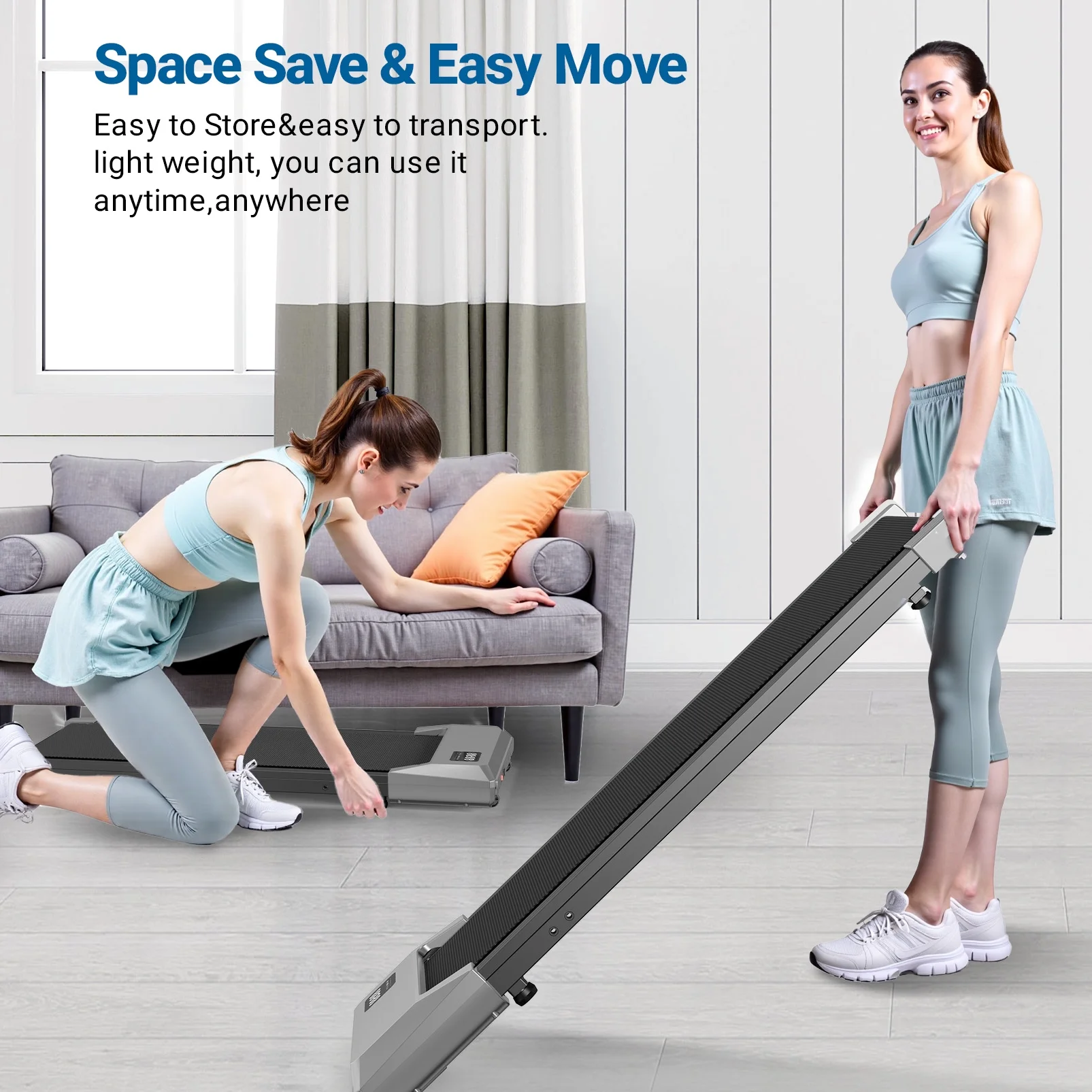 Walking Pad 2 in 1 Under Desk Treadmill, 2.5HP Low Noise Walking Pad Running Jogging Machine with Remote Control for Home Office, Lightweight Portable Desk Treadmill Installation Free