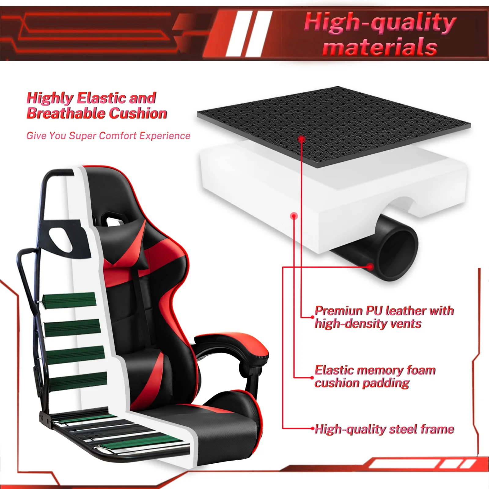 SOONTRANS Green Gaming Chair with Footrest, High Back Gamer Chair with Massage Lumbar Pillow, Gamer Computer Desk Chair (Green)