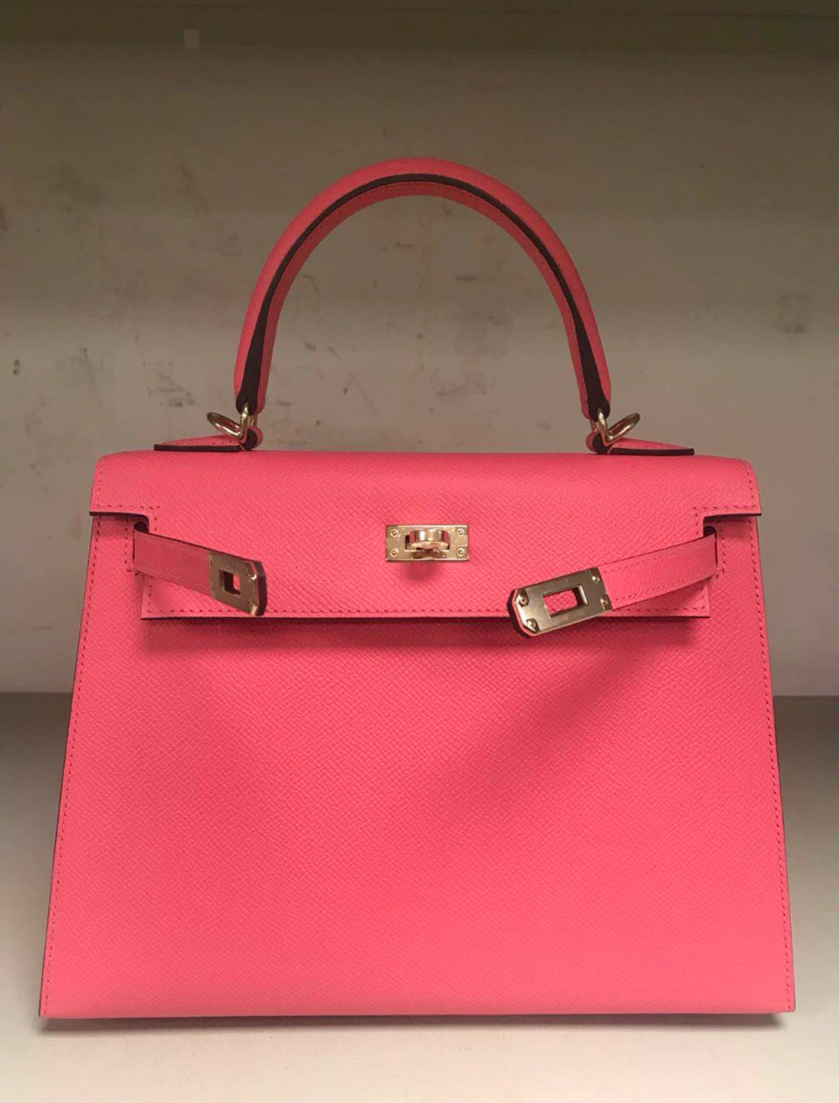 Hermès Kelly 25-28 Rose Red Silver Buckle Custom