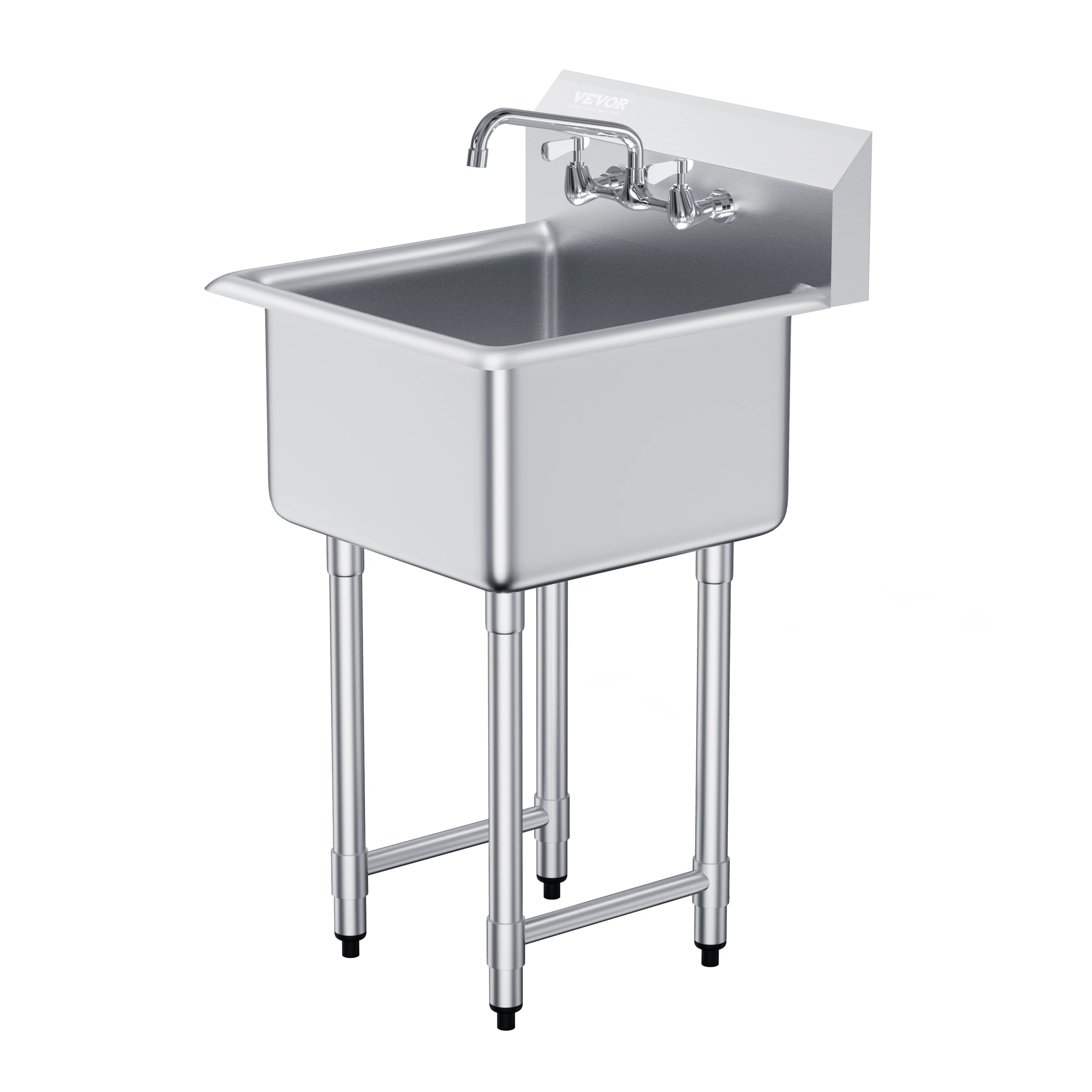 BENTISM Commercial Sink Stainless Steel Bowl Catering Sink Freestanding Utility & Prep Washing Equipment 18''*18''