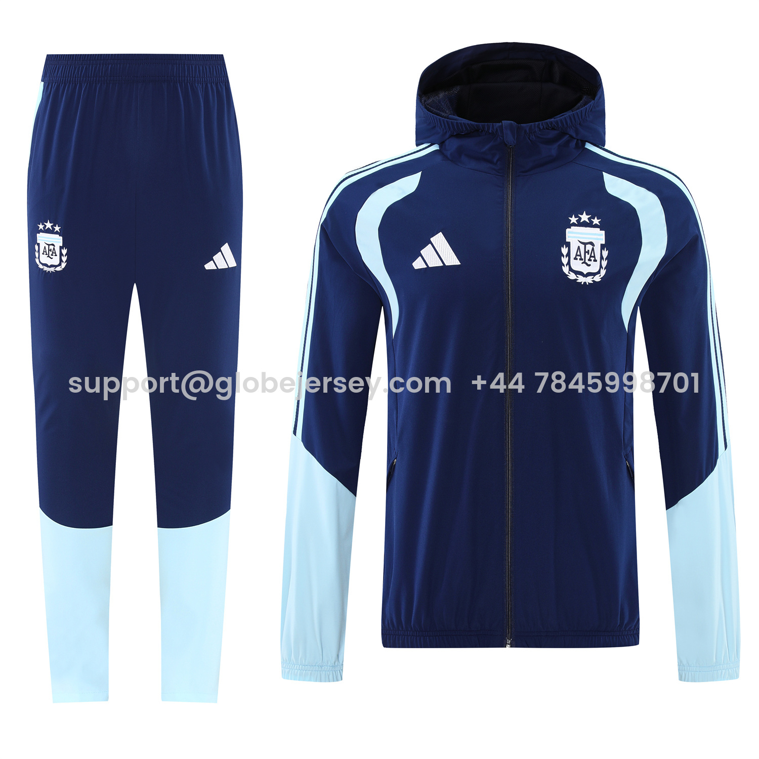 Argentina 2026 Hooded Windbreaker Training Set - Dark Blue Top & Pants