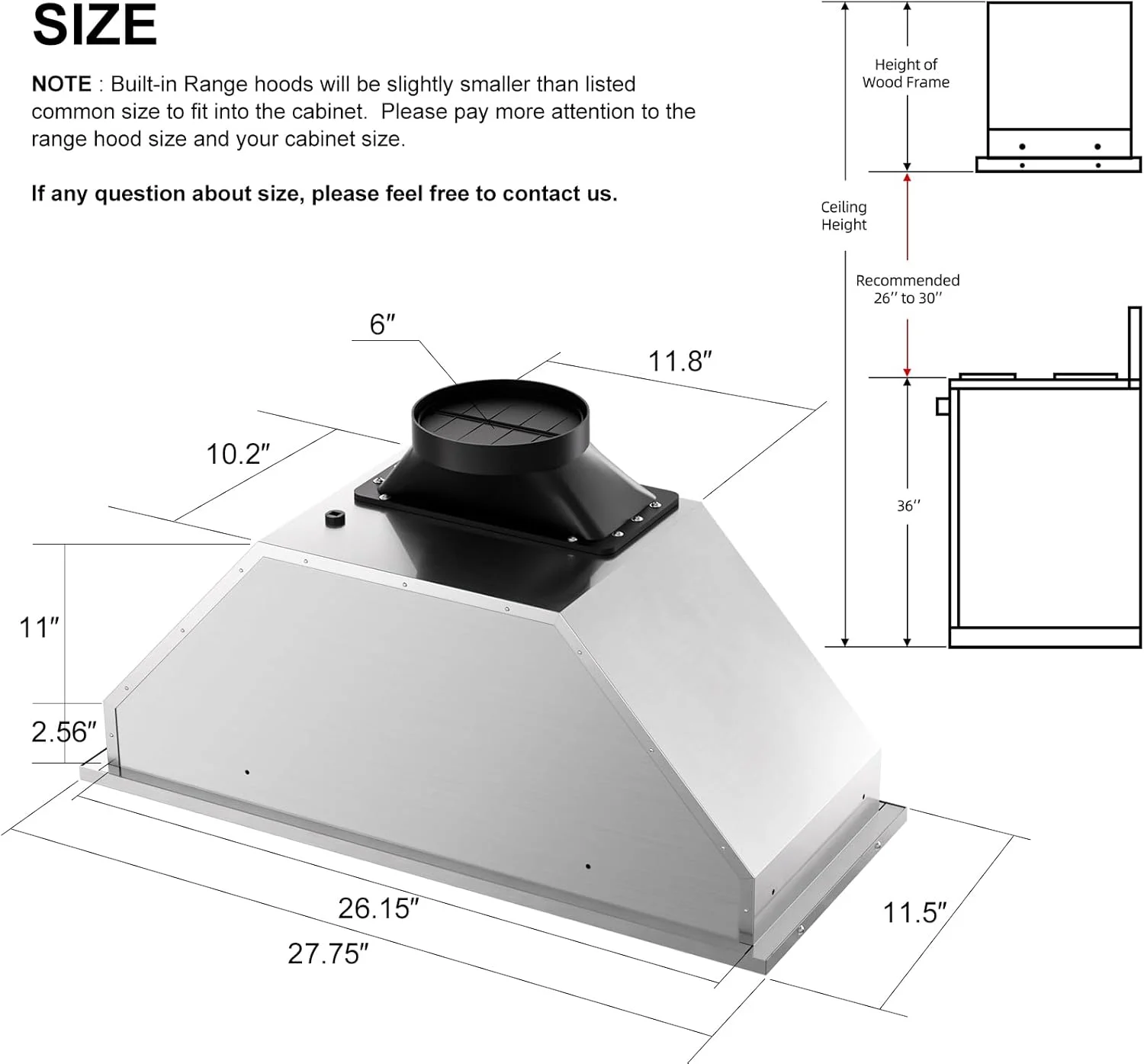 Range Hood Insert 30 Inch, 900 CFM Smart Voice/Gesture/Touch Control, 4 Speed Exhaust Fan, Stainless Steel Kitchen Hood with Charcoal Filter, Ducted/Ductless Convertible