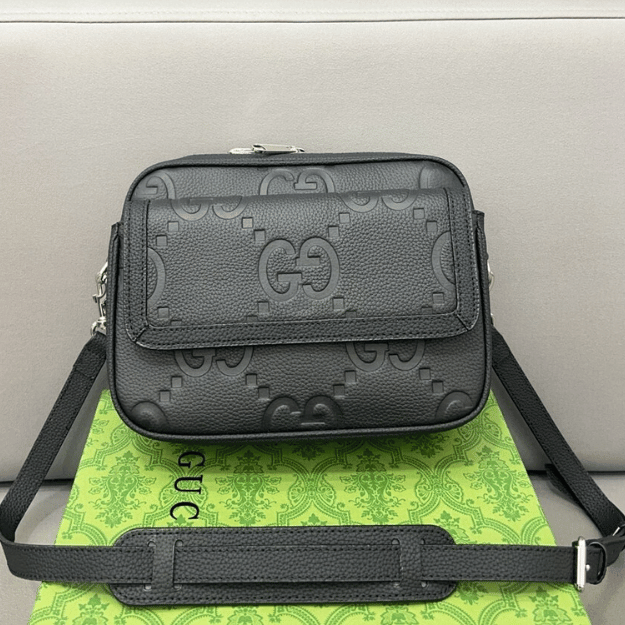 Gucci Jumbo Gg Messenger Bag Black 9.4 Inches