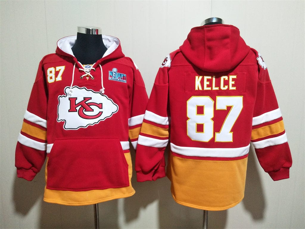 Kansas City Chiefs Hoodie #87 KELCE with Pockets (With Blue Label)