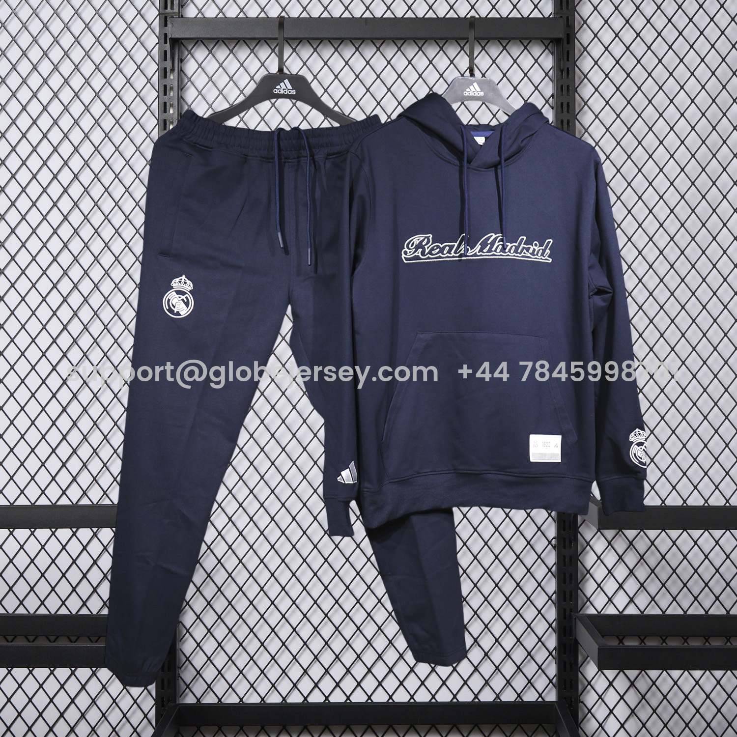 Real Madrid 25-26 Pure Color Training Hoodie Set - Deep Blue Hoodie and Deep Blue Pants