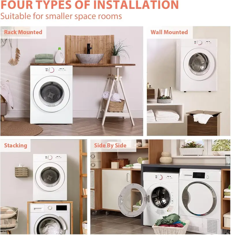 1.8 Cu. Ft. Portable Compact Dryer – Exhaust-Duct Compatible. Space-Saving Design