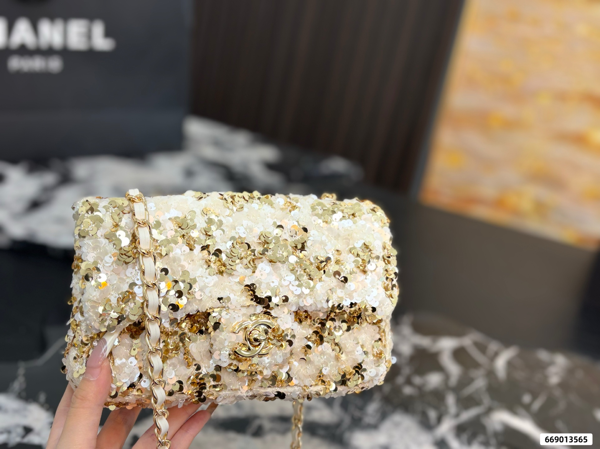 Chanel Sequined CF Chain Bag