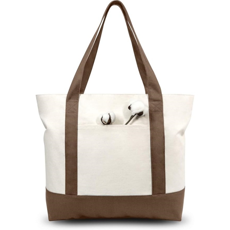 CANVORY 1-Pack Canvas Tote Bag with an External Pocket