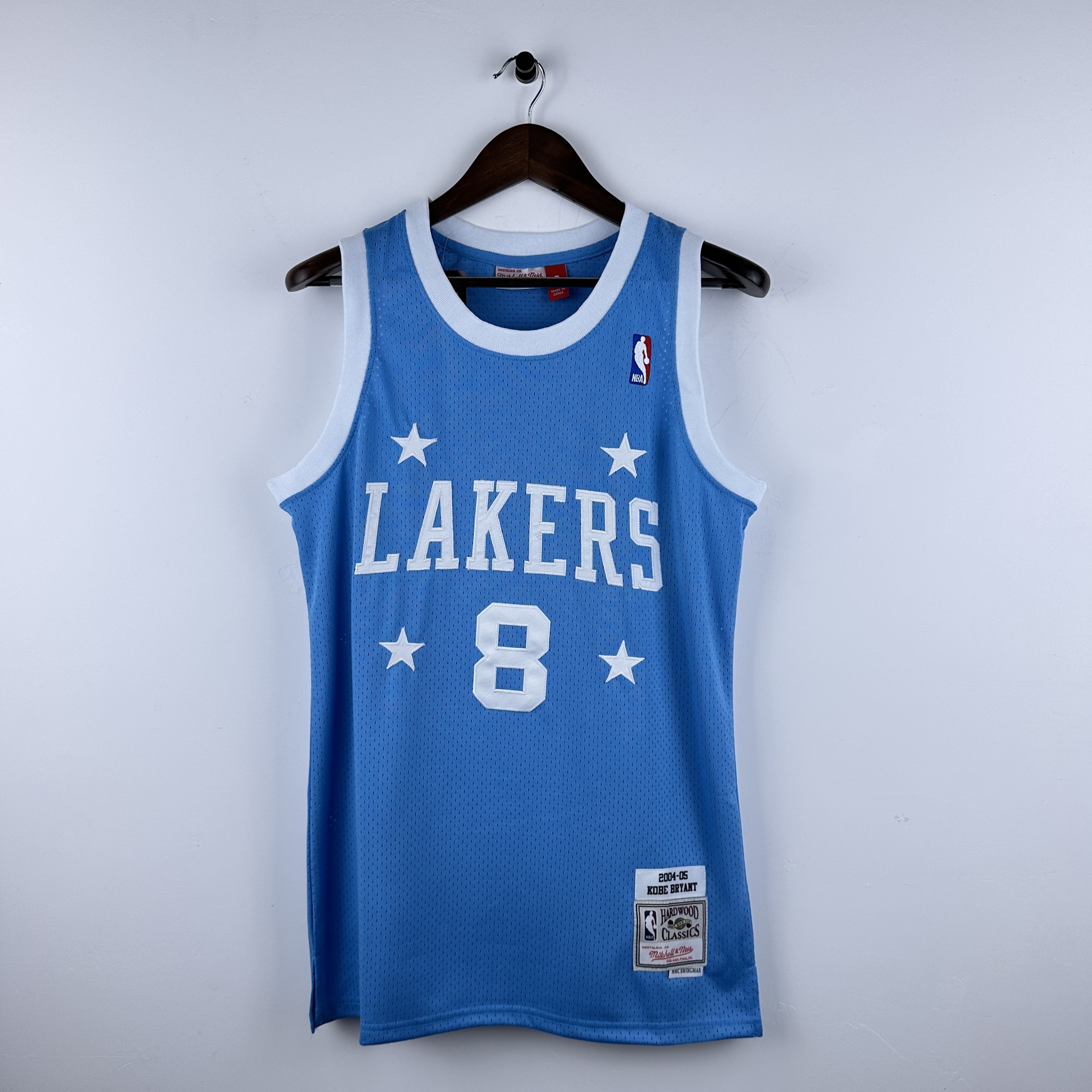 Embroidered MN Retro Jersey Lakers 04/05 Season Sky Blue Four-Star No. 8 Kobe