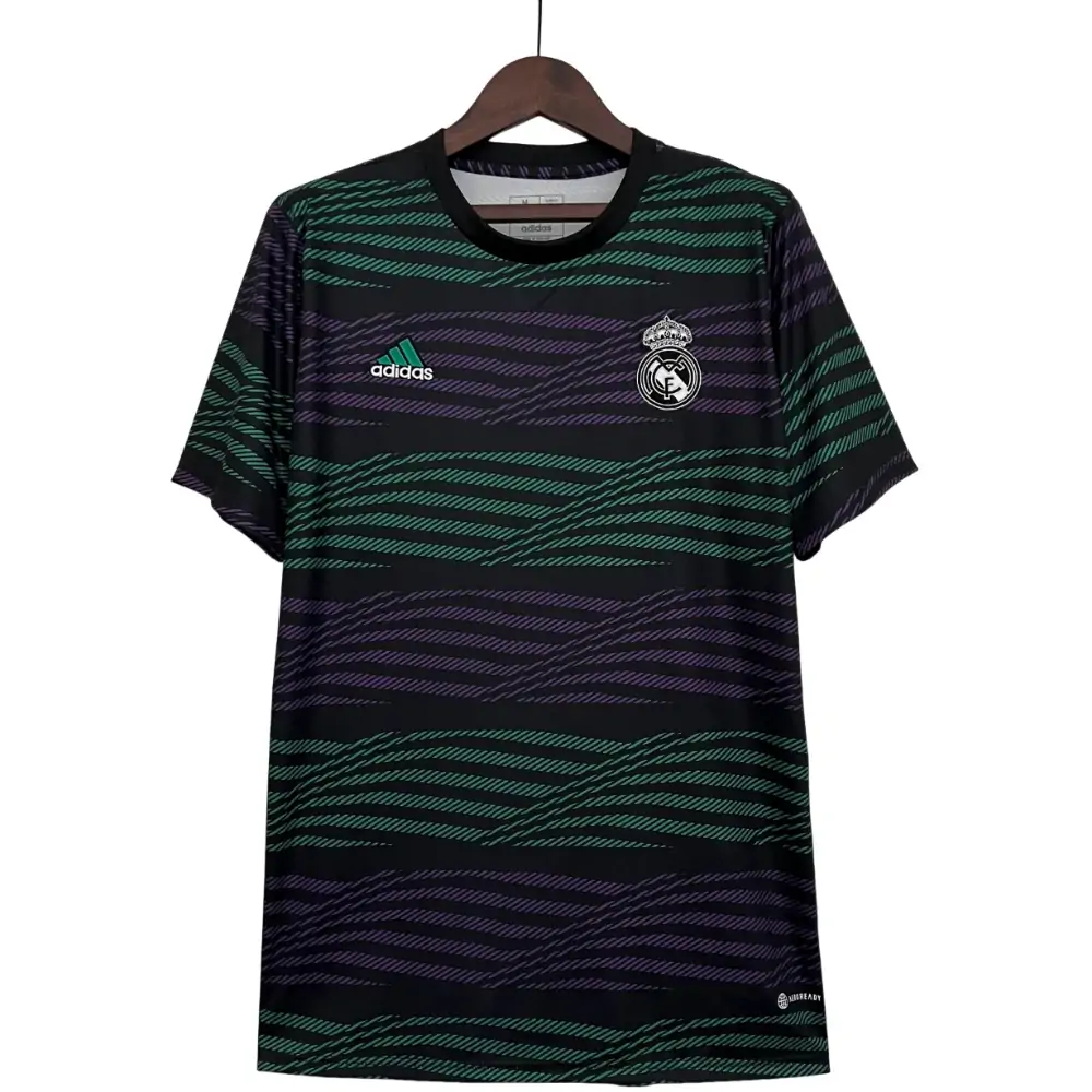 2023/24 Real Madrid Training Kit Green and Purple Striped Football Jersey