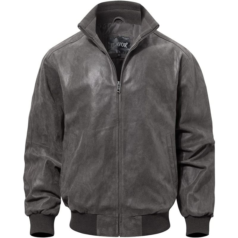 Men's Real Leather Bomber Casual Jacket