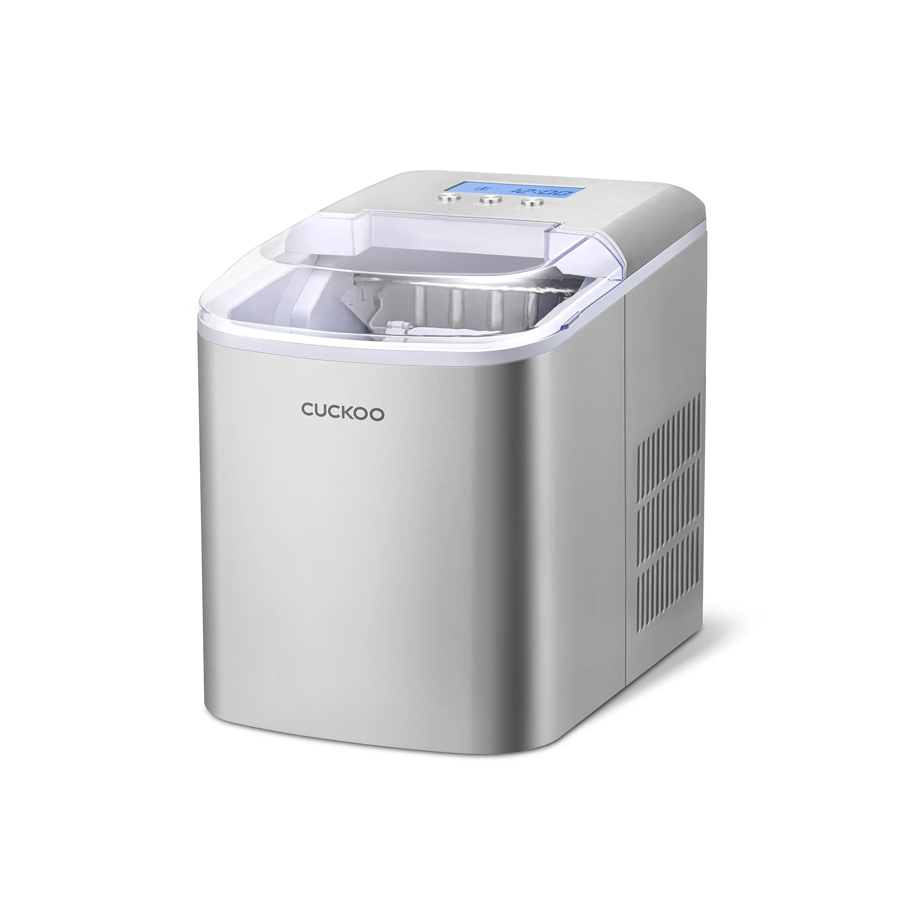 CUCKOO CIM-AS09M10S Portable Countertop Ice Maker Machine Stainless Steel, 20lb a Day, Fast Ice Production, Auto Clean, 2-Size Settings, Stainless Steel