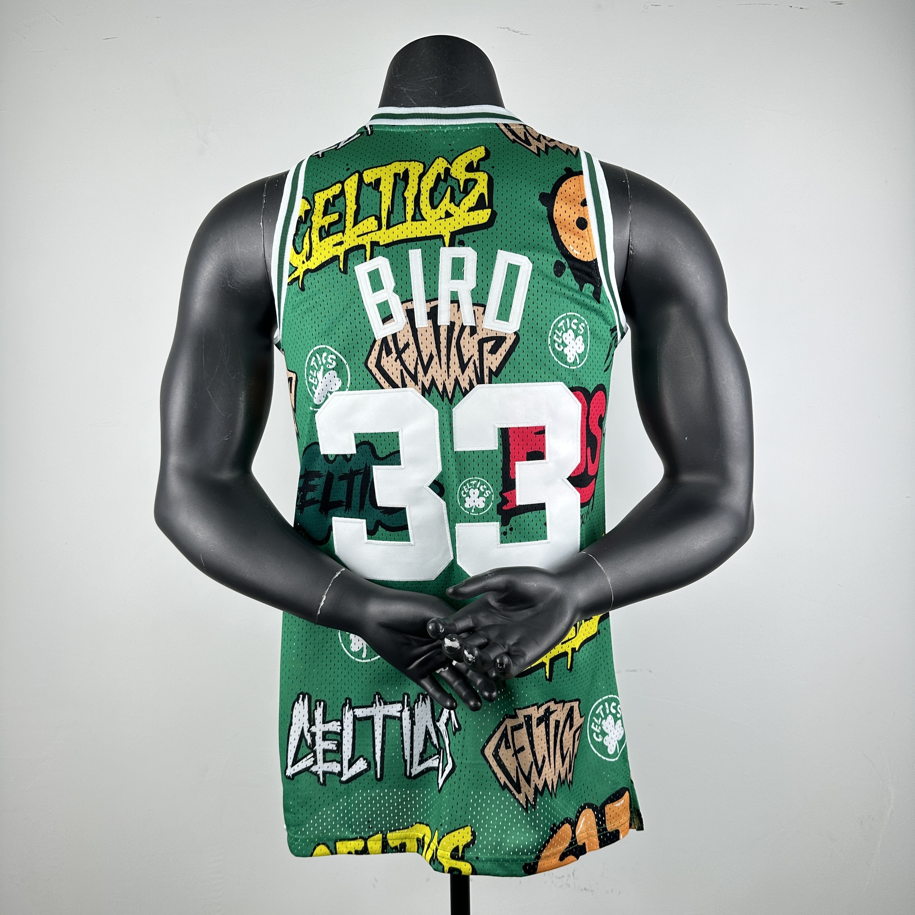 Embroidered MN Retro Jersey Celtics Graffiti No. 33 Bird