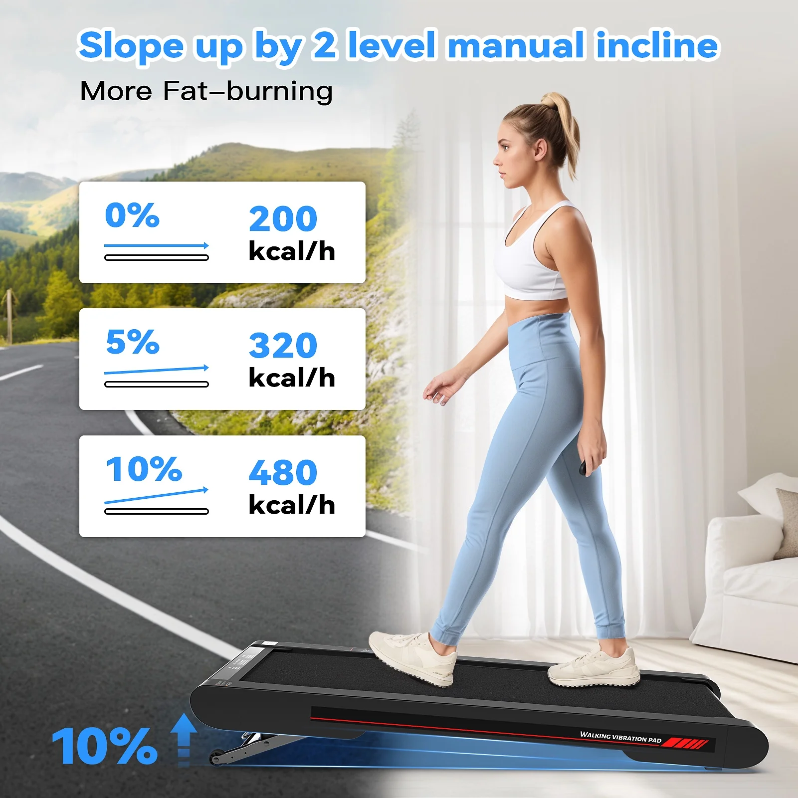 Sperax Walking Pad Treadmill with APP,3 in 1 Portable Under Desk Treadmill Fitness,Walking Vibration Workout Pad with Remote Control
