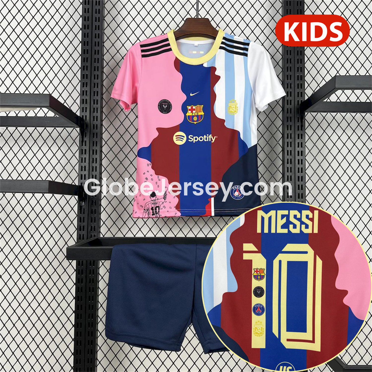 Messi Career Commemorative Kids Kit with Messi #10 - Barcelona Argentina Paris Saint-Germain PSG INT M.A.M