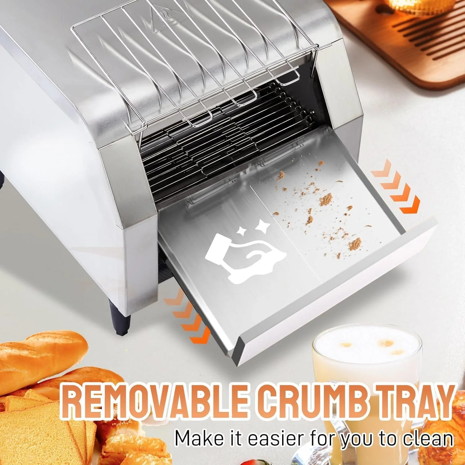 Ktaxon Commercial Conveyor Toaster, 150 Slices/Hour, 1300W, Front/Rear Outlet, Silver
