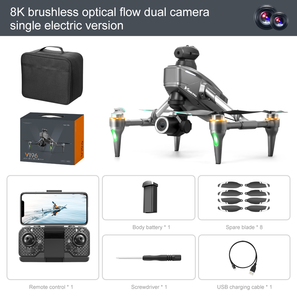 ❄🎄New Year's Special 2026⛄🔔 Drone with 8K camera for adults, v196 rc quadcopter with auto return, follow me, brushless motor, circular flight, waypoint, altitude hold, headless mode, 28 minutes long flight time!!