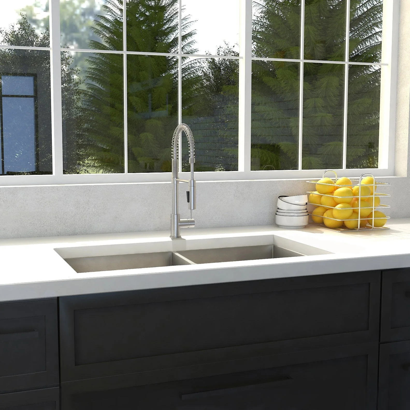 36 Inch Undermount Double Bowl Sink in Stainless Steel