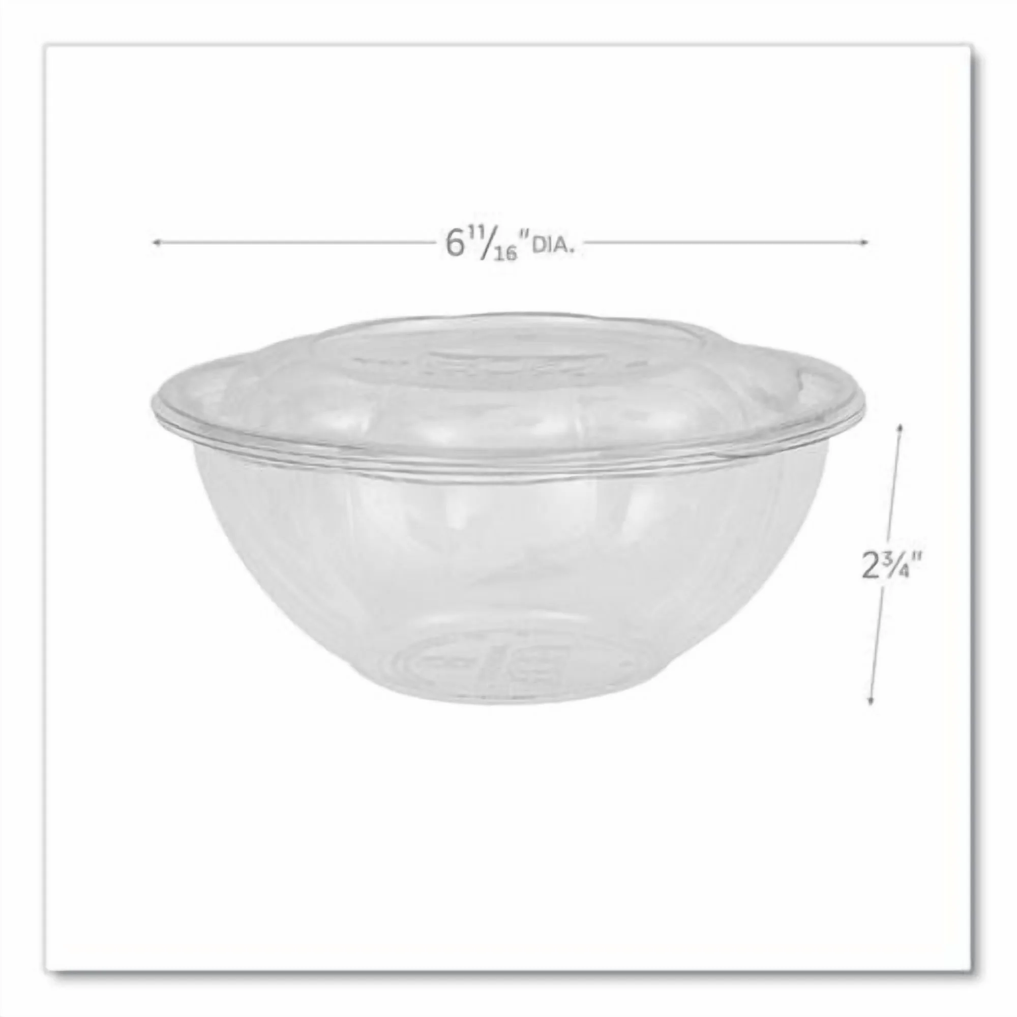Eco-Products Renewable and Compostable Salad Bowls with Lids, 24 oz, Clear, Plastic, 50/Pack, 3 Packs/Carton