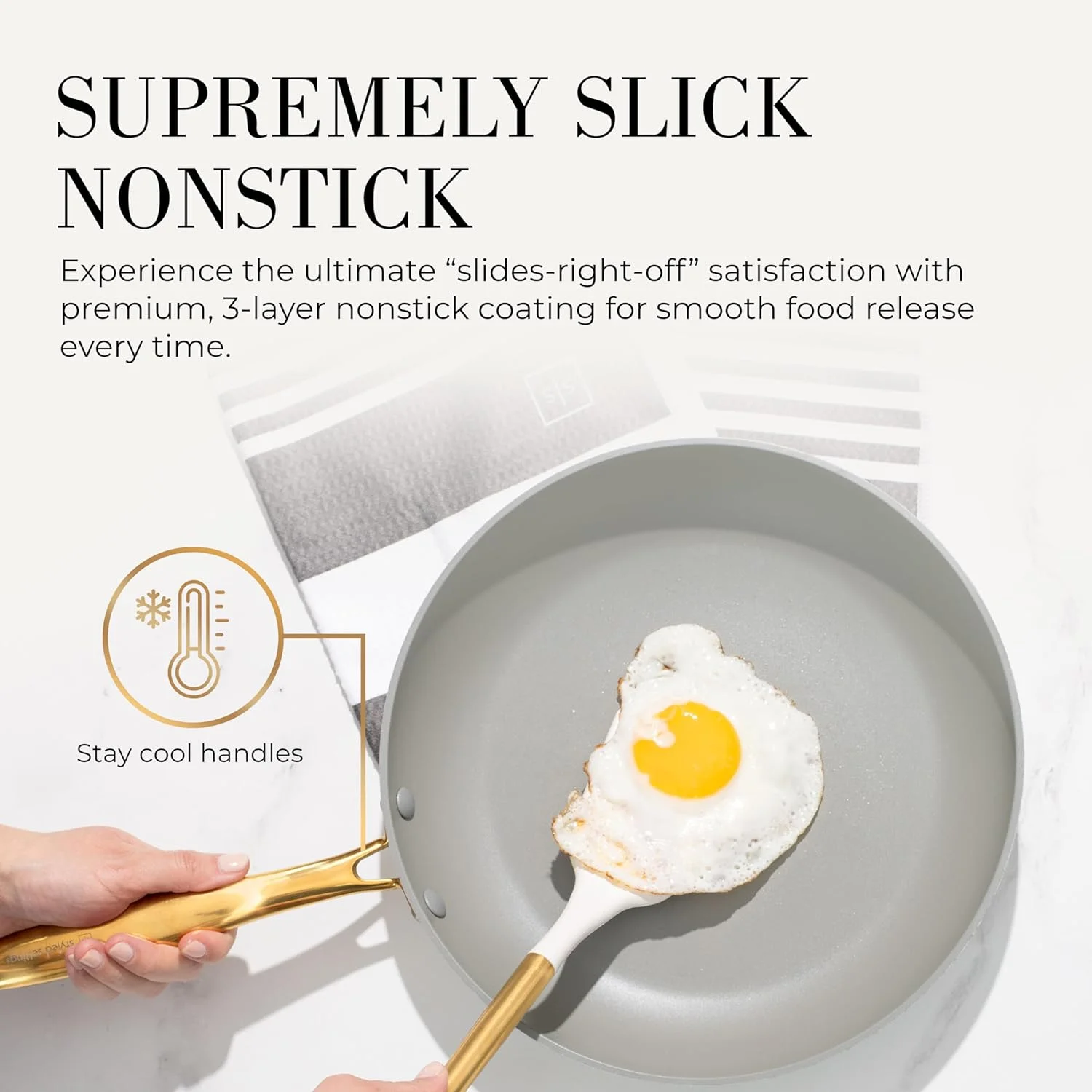 Styled Settings White Pots and Pans Set Nonstick-15 Piece Luxe White Cookware Set Non Toxic,Oven Safe,Induction Safe Cooking Pot with Strainer Lid,Gold Cooking Utensils,Gold Pots & Pans��