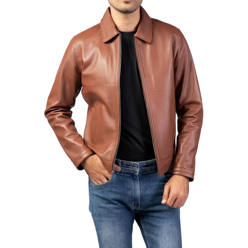 Collar Premium Leather Jacket Men