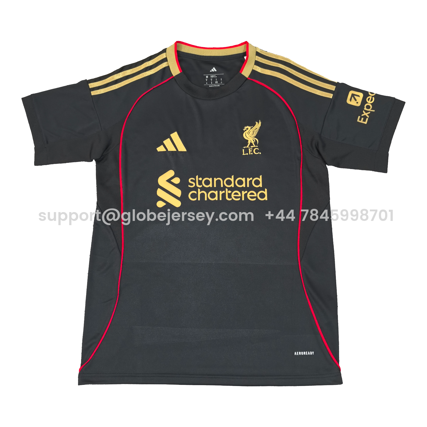 Liver.pool 25-26 Black Gold Special Jersey with Red Lines - Fans Version