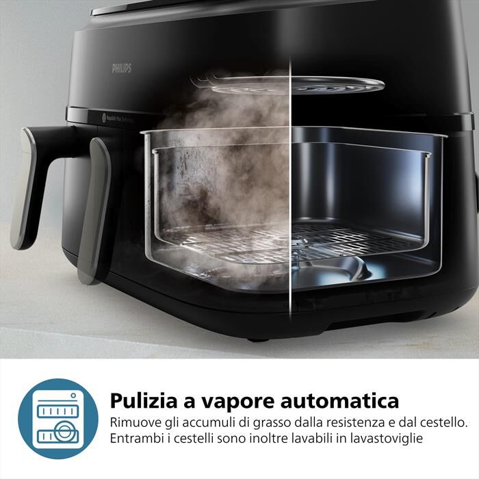 PHILIPS - AIRFRYER SERIE 5000 DA 9L COTTURA VAPORE NA555/00-Inox