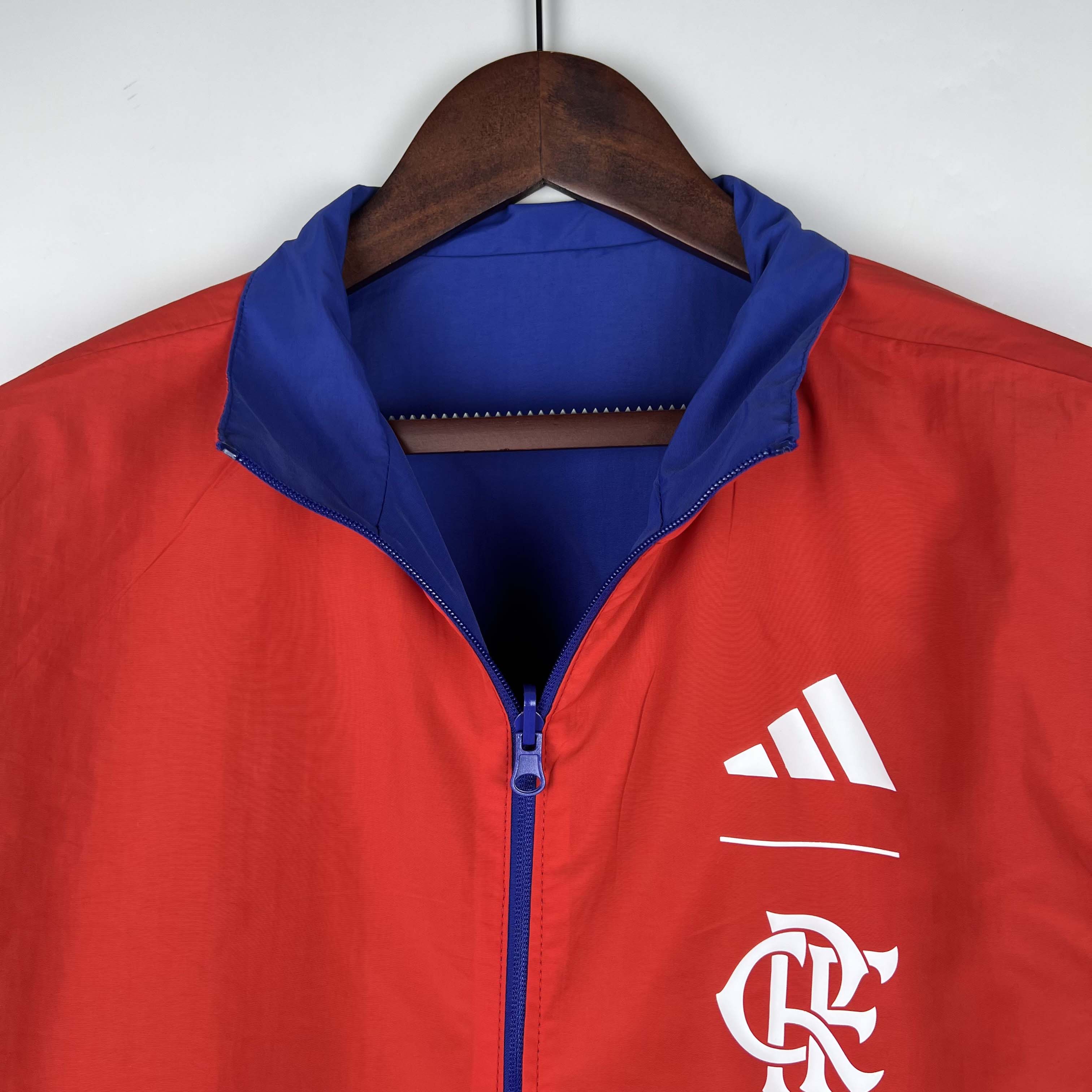 2023-2024 Flamengo CasuaI Reversible Windbreaker(Blue-red)Soccer Jersey 1:1 Thai Quality