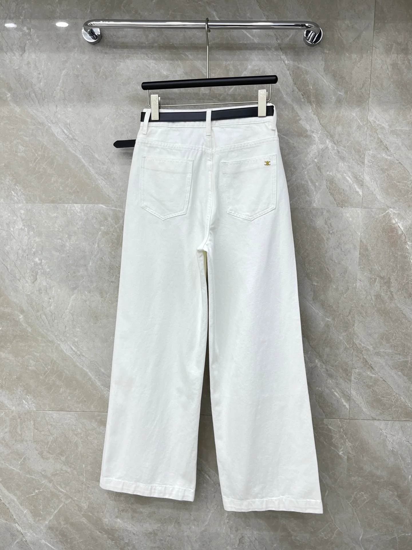 Creamy White Retro Wide-Leg Pants