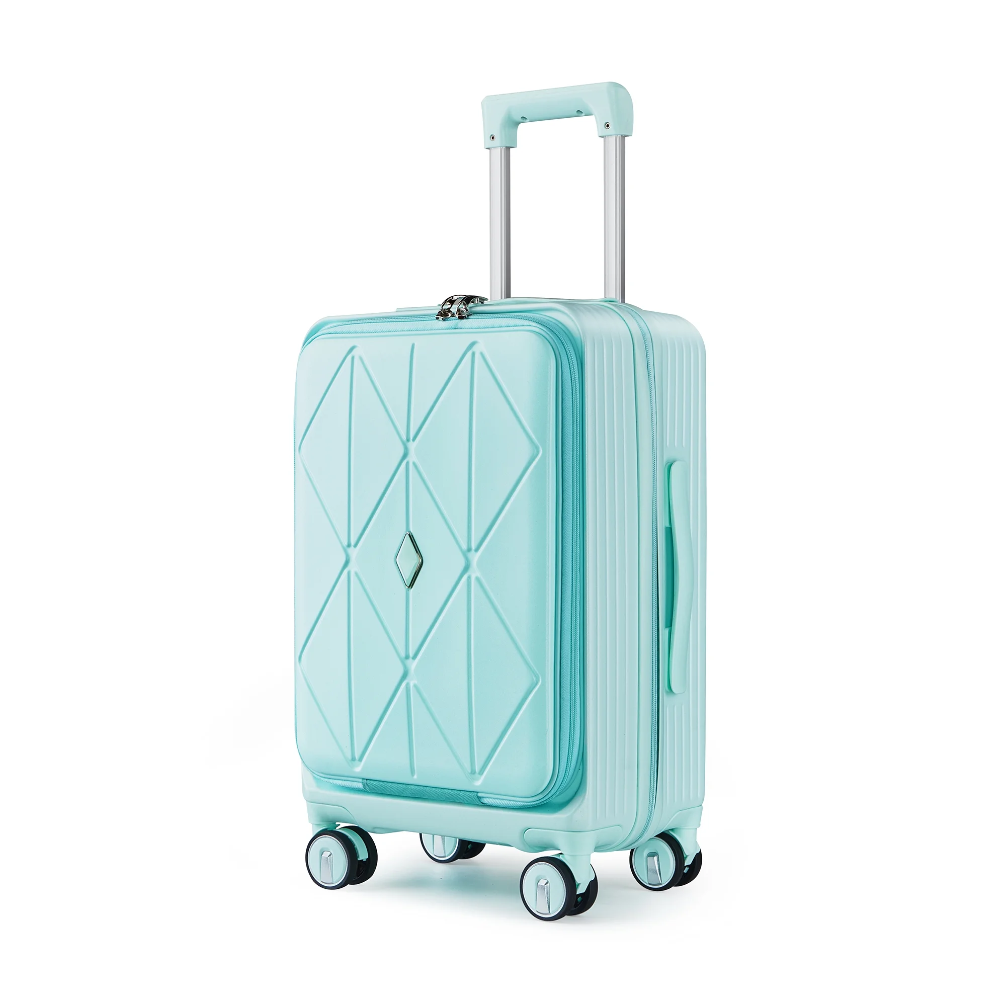 POWANLI 3 Piece Luggage Sets (20''24''28''), PC Hard Shell Expandable Lightweight Carry On Luggage, with Front Pocket and Spinner Wheels, TSA Lock, Airline Approved(Mint Green)