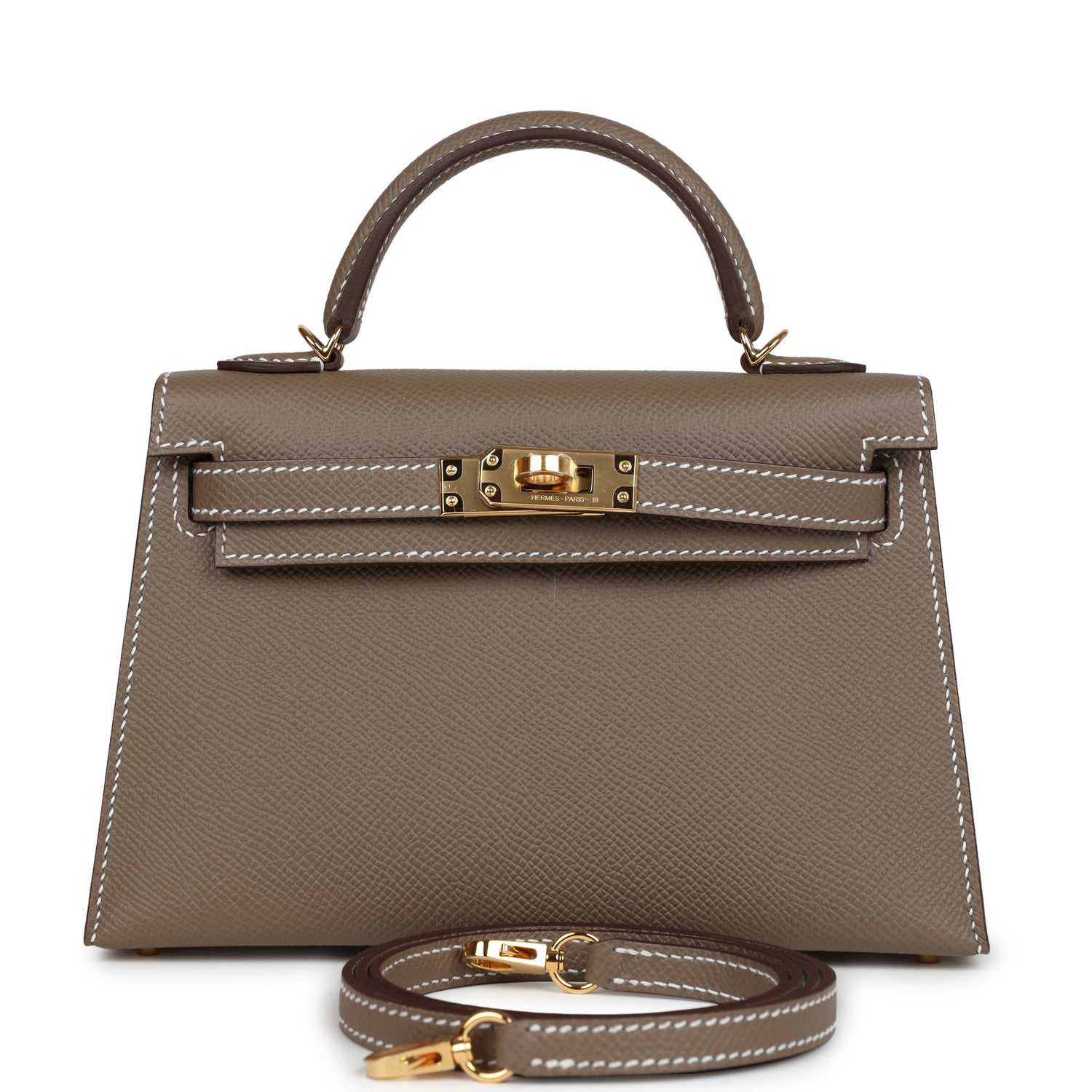 Kelly Sellier 20 Etoupe Epsom Gold Hardware