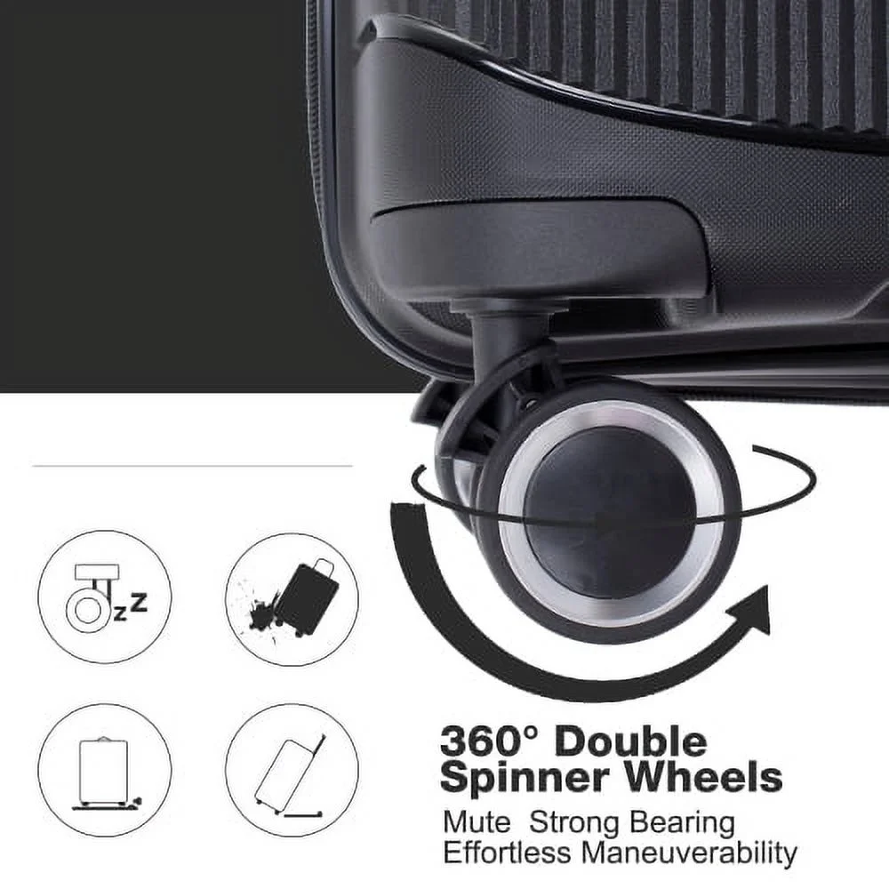 3 Piece Luggage Set Expandable Suitcases Set with Spinner Wheels & TSA Locks, Black
