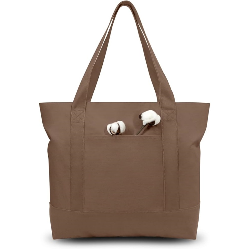 CANVORY 1-Pack Canvas Tote Bag with an External Pocket