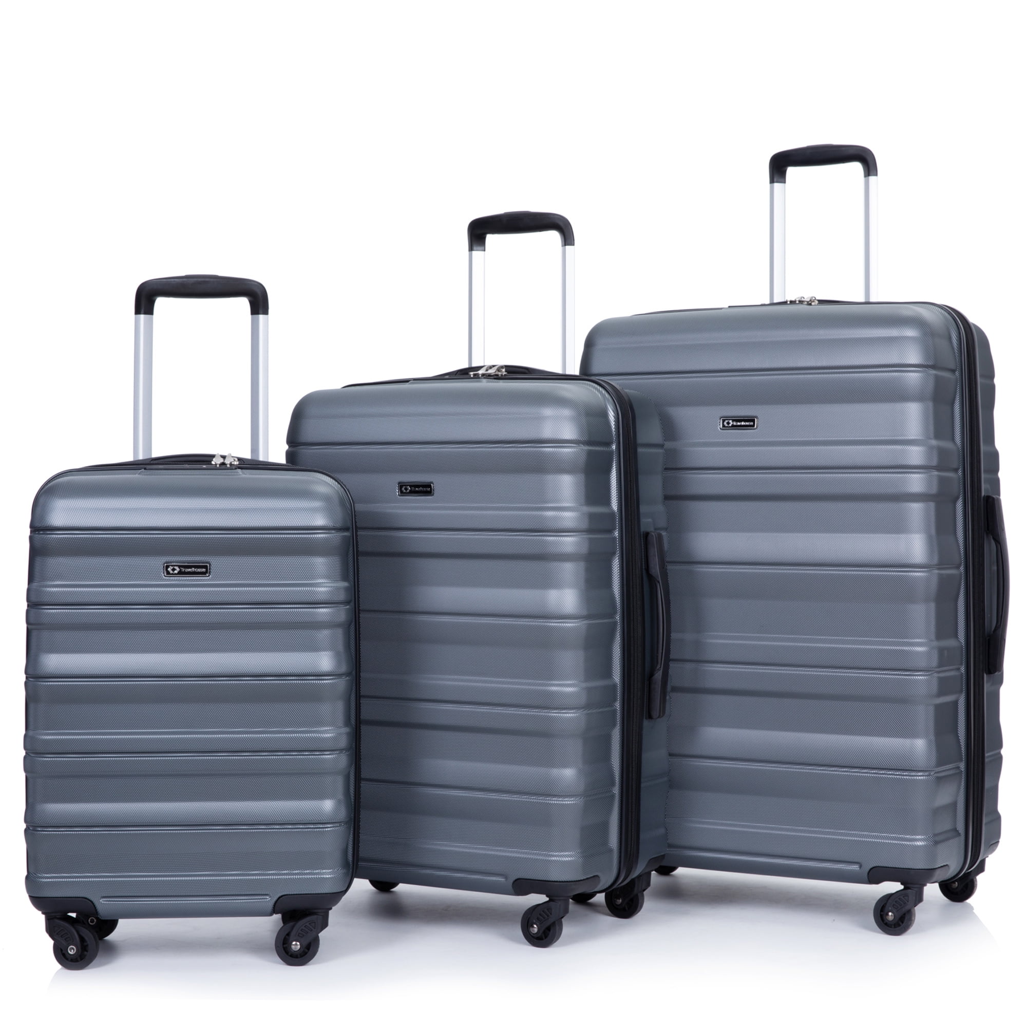PAPROOS Hardside Luggage Set, 3 Piece 21in 25in 29in Carry on Suitcases Set with 2 Hooks and TSA Lock, Modern Lightweight Luggage Set, Hardshell Expandable Suitcase Set for Family Travel, Black