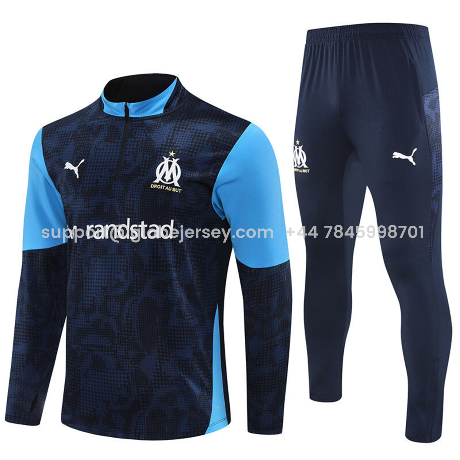 Marseille 25-26 Long Sleeve Training Set - Royal Blue Top & Royal Blue Pants