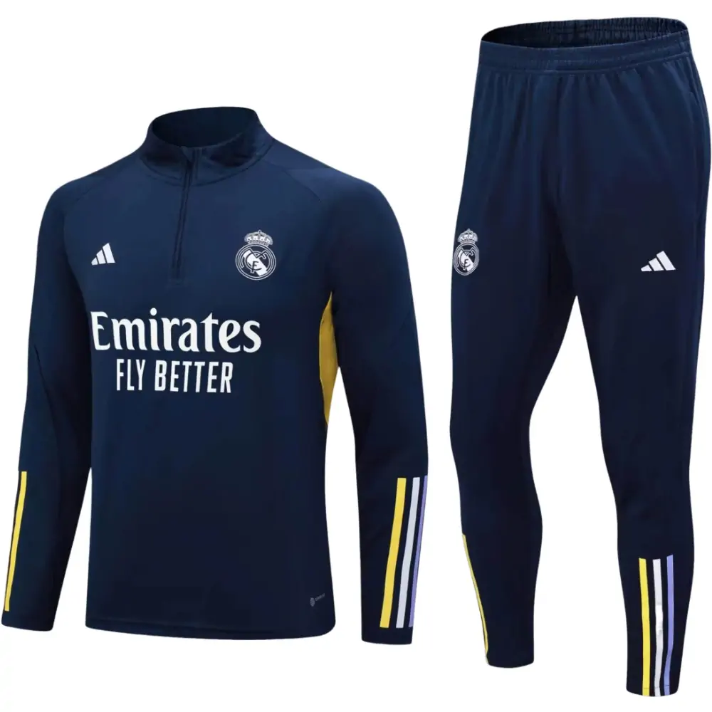 2023/24 Real Madrid Half-Pull Training Suit Blue Set