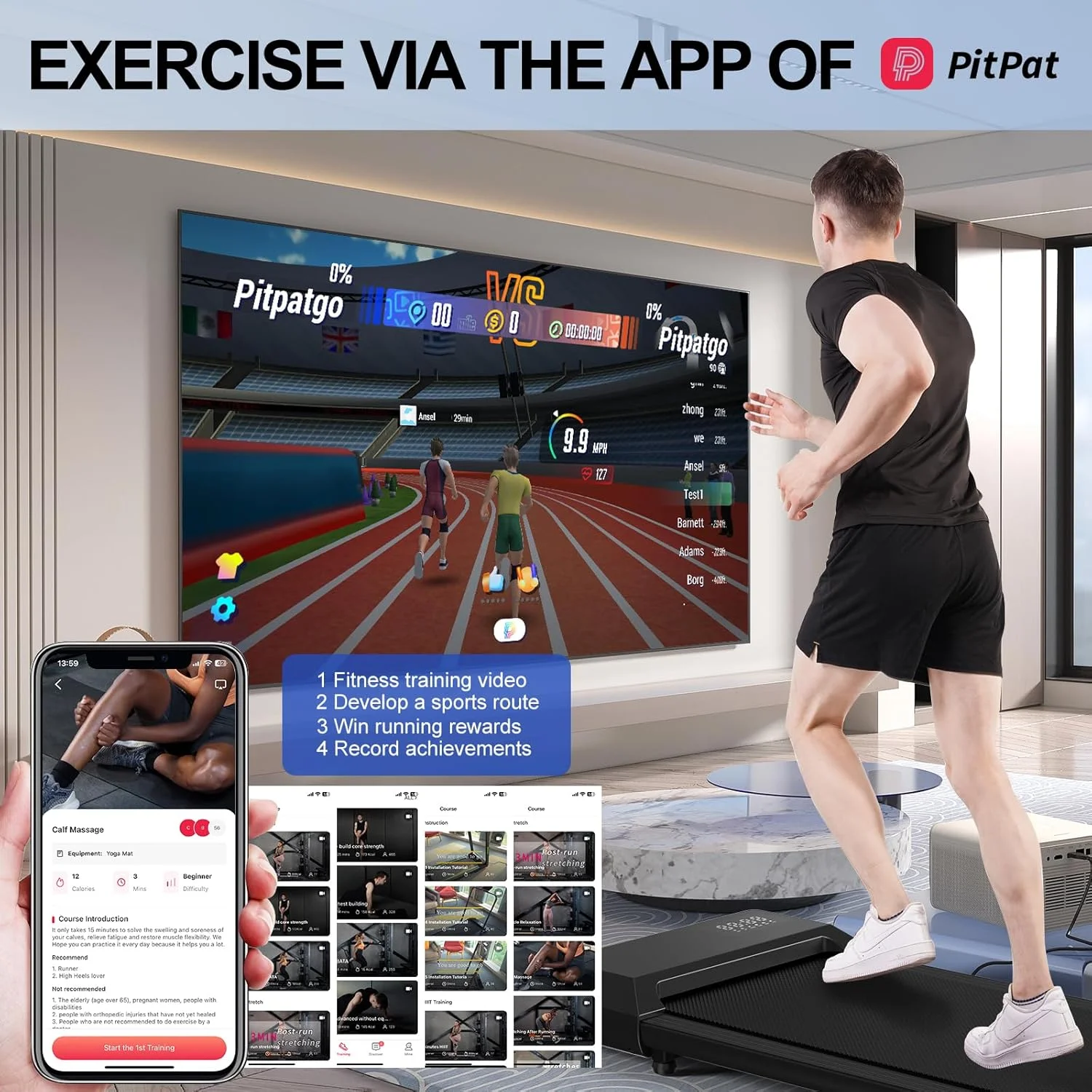 YDZJY 250lb Walking Pad, 0.6-2.5 mph Speed Range 1.2HP Quite Under Desk Treadmill, 2 in 1 Treadmill for Home/Office Exercise with Remote Control, Portable Treadmill with LED Display(Black)