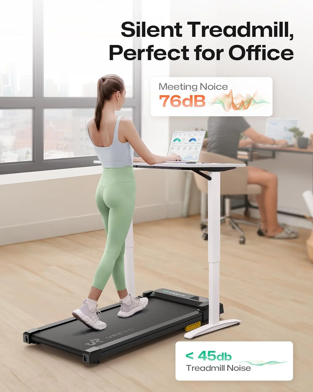 UREVO Spacewalk E1L Smart Walking Pad, Compact Under Desk Treadmill with Double Shock Absorption, Quiet Operation, Workout APP with Track Insights and MIIT Mode, Remote or APP Control for Home Office