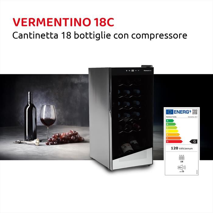 MELCHIONI FAMILY - Cantinetta VERMENTINO 18 C Classe G 18 bottiglie-nero