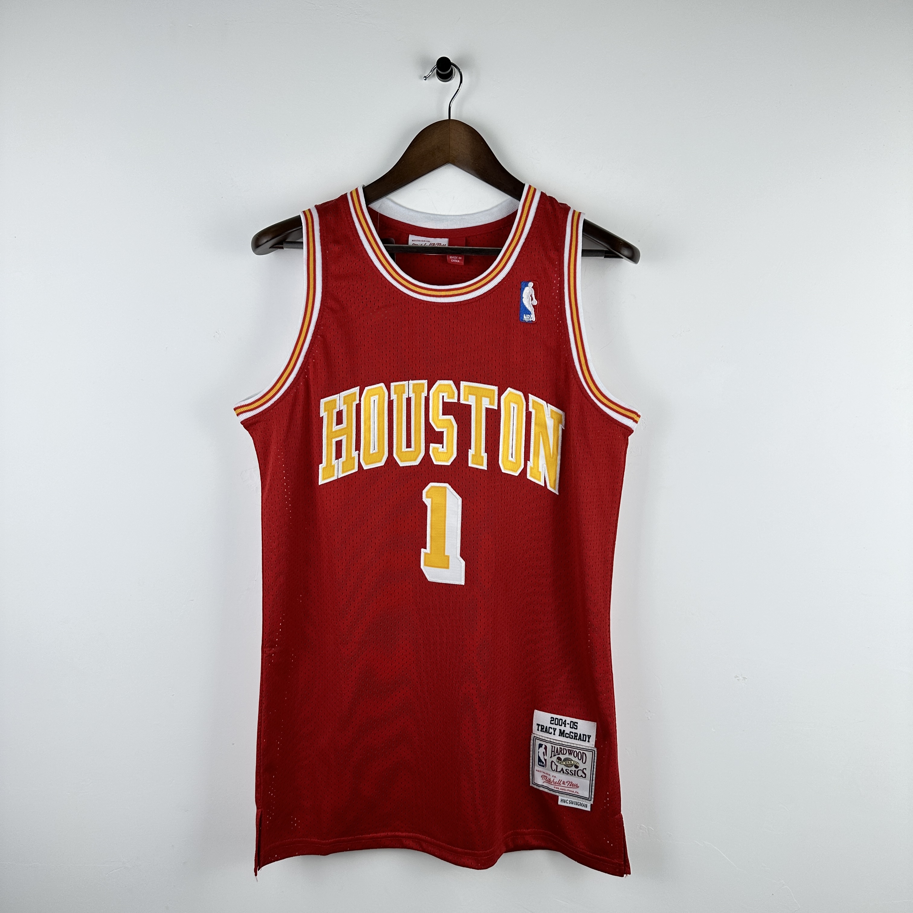 Embroidered MN Retro Jersey Rockets 04/05 Season Red No. 1 Tracy McGrady