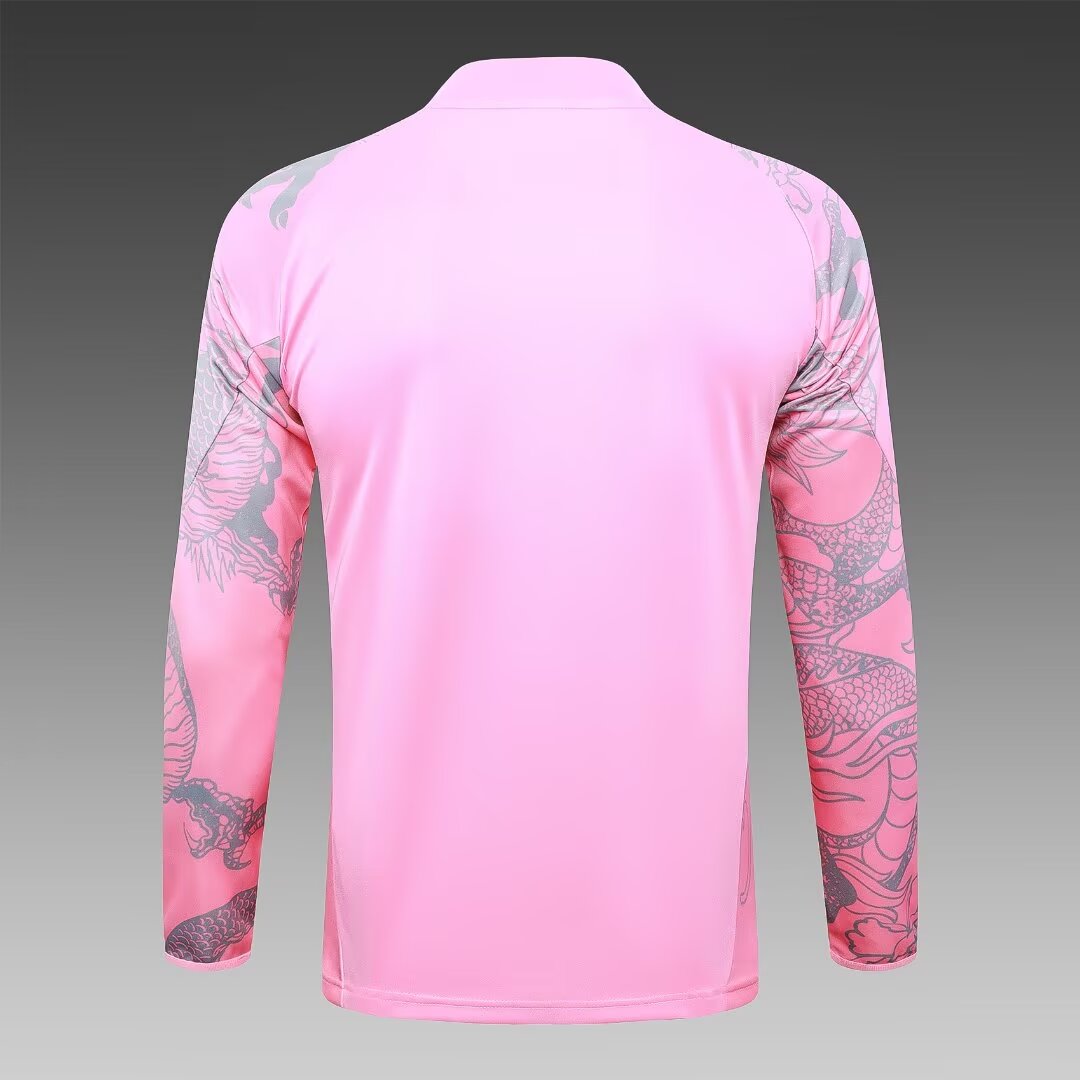 2024/2025 Real Madrid Half-Pull Training Suit Pink Dragon Football Shirt 1:1 Thai Quality