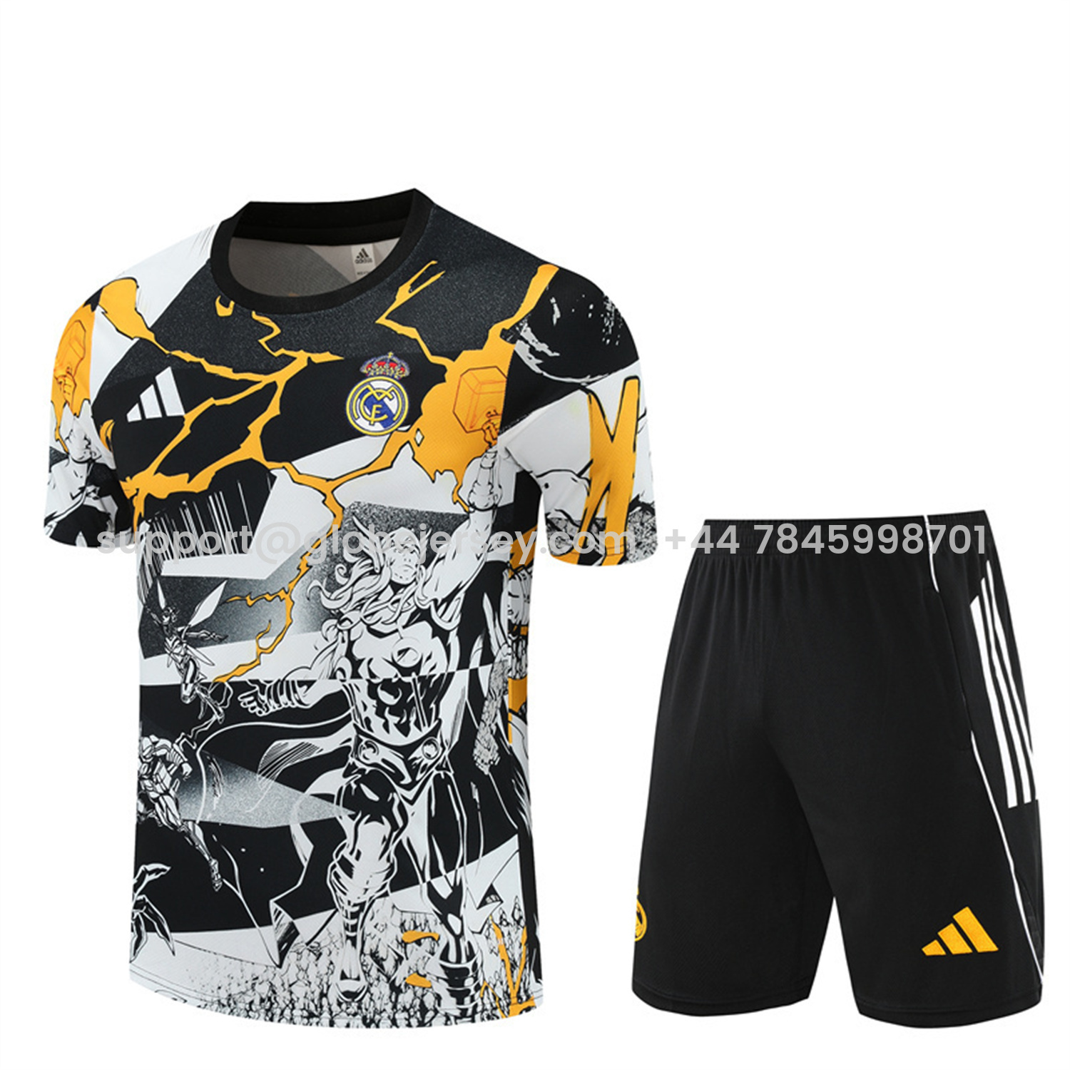 Real Madrid 25-26 Thunder Comics Short-Sleeve Training Set - Comic Pattern Top & Shorts