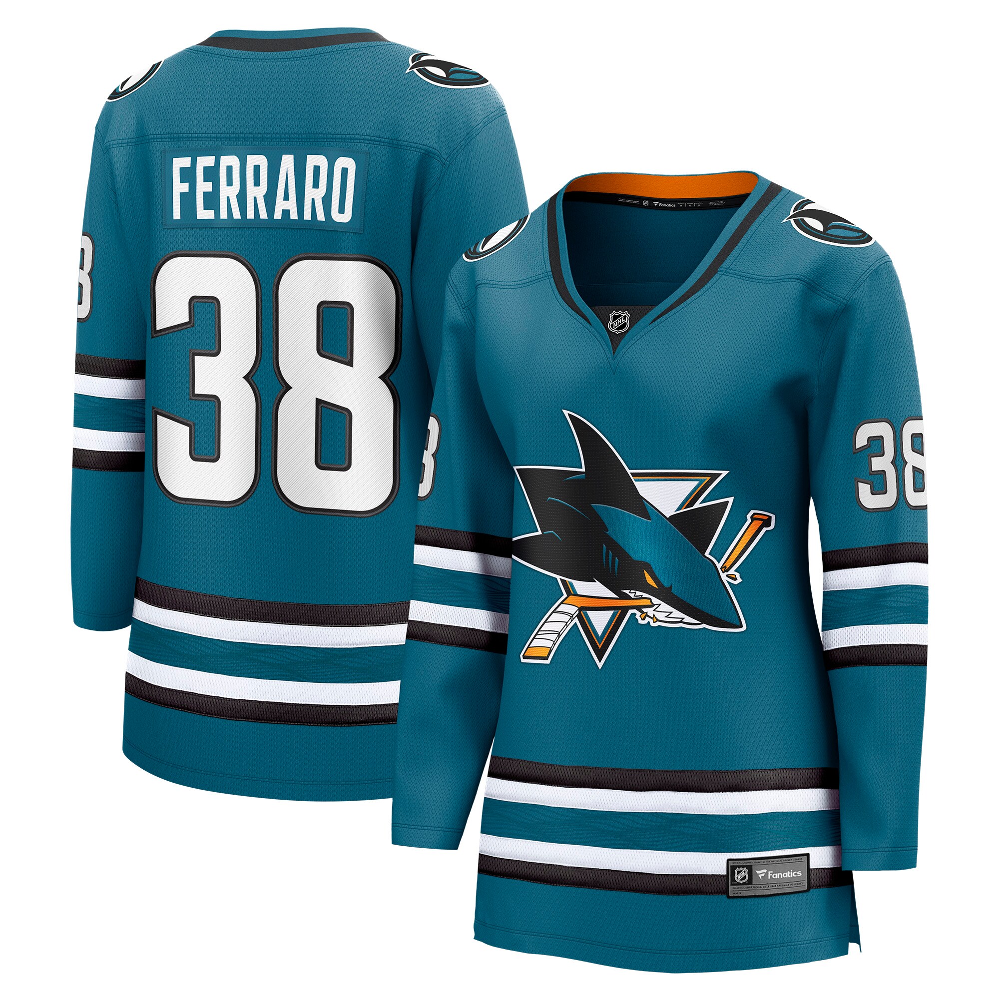 Mario Ferraro San Jose Sharks Fanatics Women’s Home Breakaway   Jersey – Teal